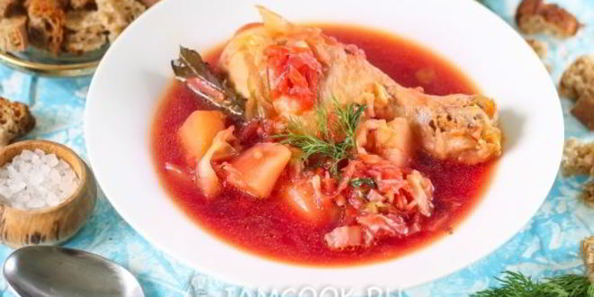 Рецепт борща с курицей в мультиварке