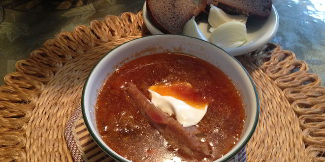 Рецепт борща с салом по-мужски