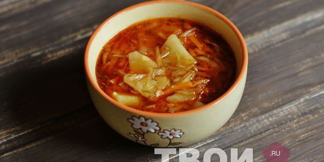 Рецепт борща с тушеной капустой
