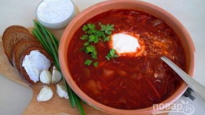 Рецепт Борща со свининой и свеклой