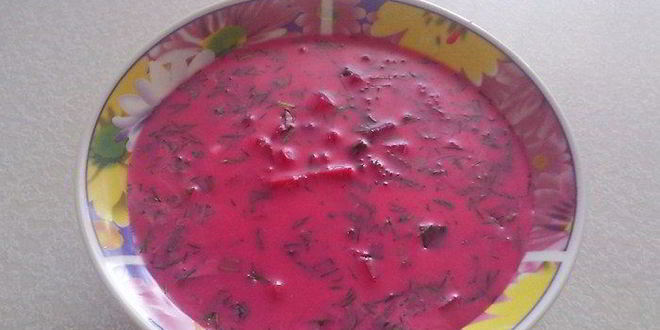 Рецепт холодного борща с кальмарами