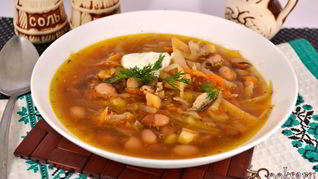 Рецепт Постного борща с килькой и фасолью