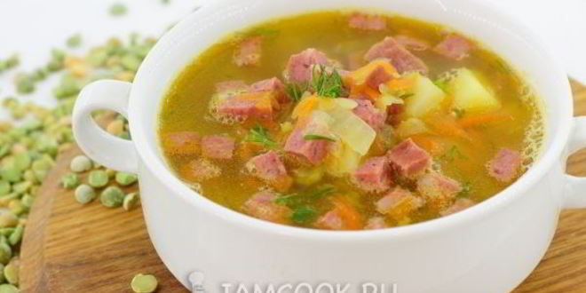 Рецепт горохового супа с копченой колбасой