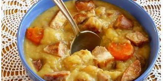 Рецепт горохового супа с копченостями и сельдереем