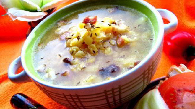 Рецепт Горохового супа с копченостями и тыквой