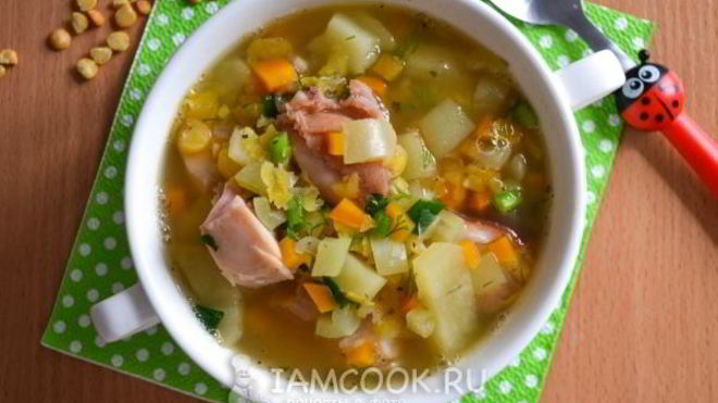 Рецепт Горохового супа с копченым окорочком