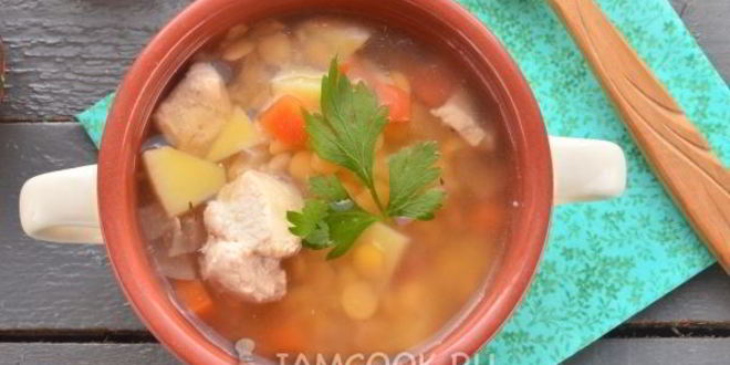 Рецепт горохового супа с курицей в мультиварке