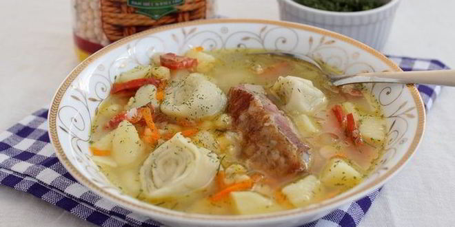 Рецепт горохового супа с рулетиками