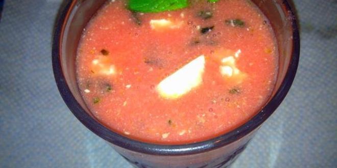 Рецепт холодного арбузного супа с сыром фета