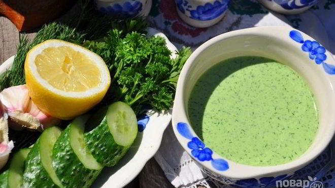Рецепт Холодного огуречного супа на йогурте