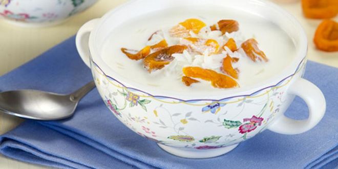 Рецепт холодного сливочного супа с рисом и курагой
