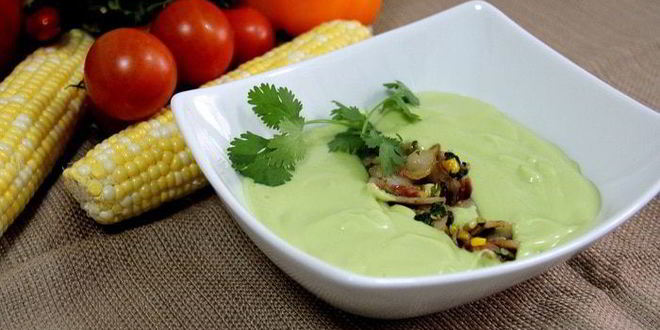 Рецепт холодного супа из авокадо с начинкой