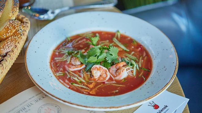 Рецепт Холодного томатного супа Кук-си с креветками