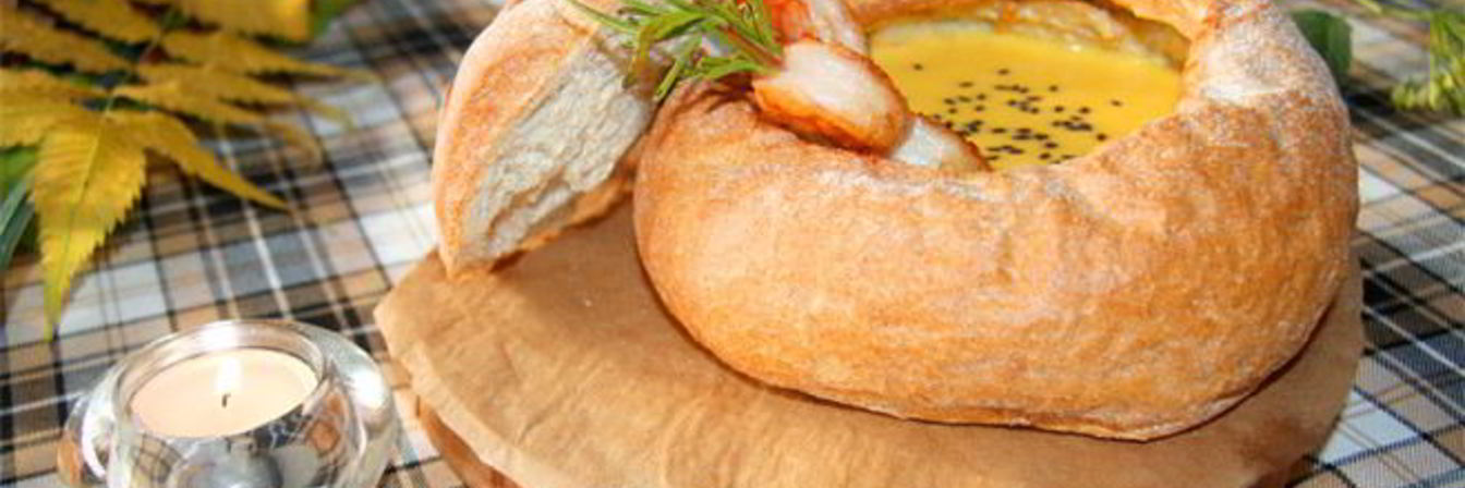 Рецепт Крема-супа из тыквы с тигровыми креветками