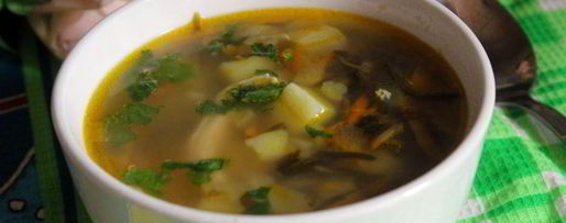 Шаг 5: куриного супа с рисом и морской капустой