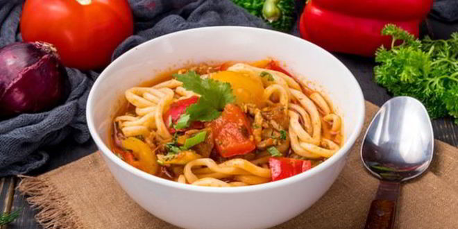 Рецепт лагмана с курицей и баклажанами