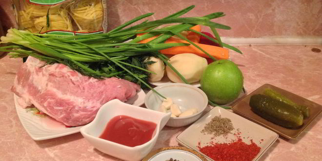 Рецепт лагмана с солеными огурчиками