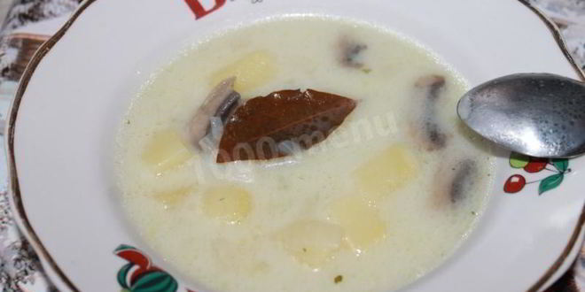 Рецепт молочного супа с картофелем и грибами