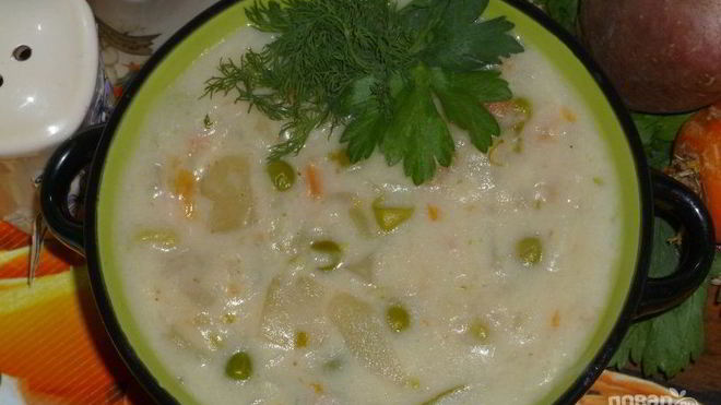 Рецепт Сырно-молочного суп с овощами