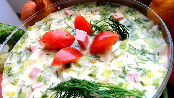 Рецепт Деревенской окрошки на березовом соке