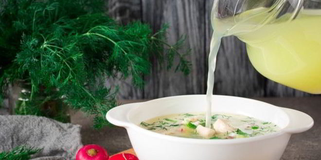 Рецепт деревенской окрошки на сыворотке