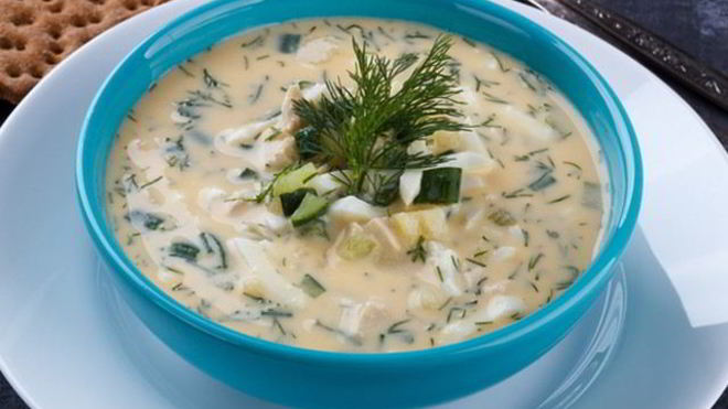 Рецепт Диетической окрошки на йогурте с куриной грудкой