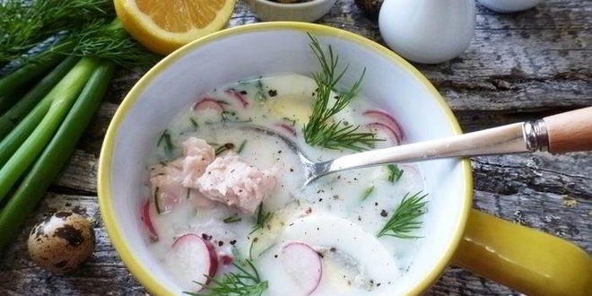 Рецепт легкой окрошки с тунцом