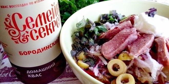 Рецепт окрошки деликатесной с языком