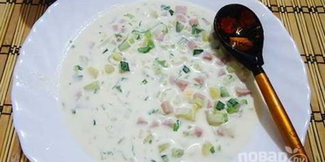 Рецепт окрошки классической с колбасой на майонезе