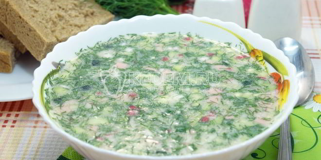 Рецепт окрошки классической с колбасой