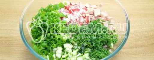 Шаг 3: окрошки на кефире с колбасой