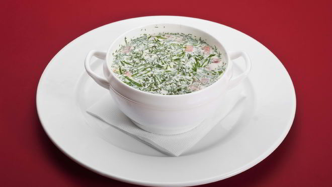 Рецепт Окрошки на курином бульоне под майонезом