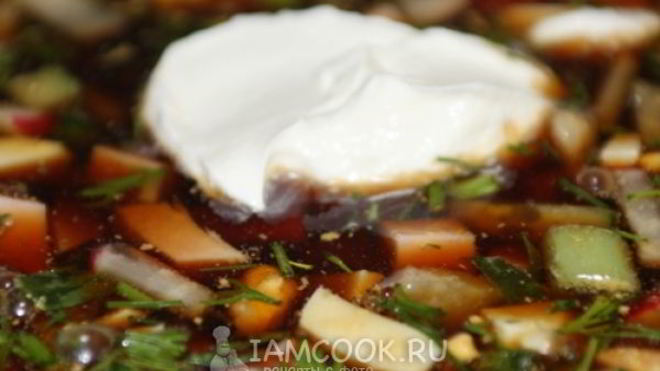 Рецепт Окрошки на квасе с докторской колбасой