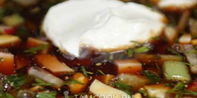 Рецепт окрошки на квасе с докторской колбасой