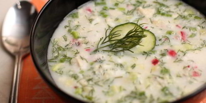 Рецепт окрошки на сметане