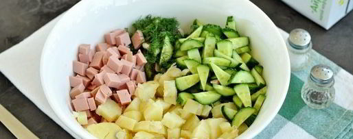 Шаг 5: окрошки с колбасой на айране