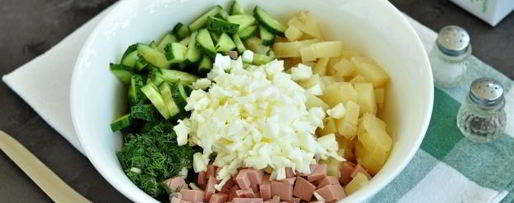 Шаг 6: окрошки с колбасой на айране