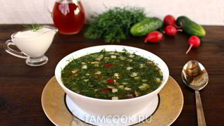 Рецепт Окрошки с курицей на квасе