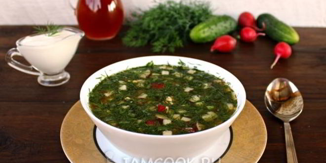 Рецепт окрошки с курицей на квасе