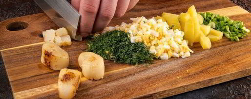 Шаг 2: окрошки с морскими гребешками