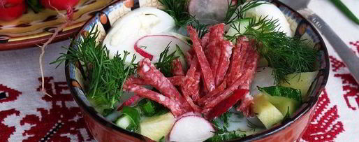 Шаг 3: окрошки с салями на йогурте