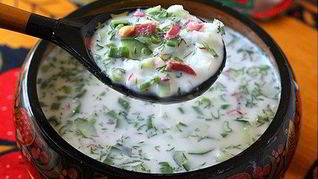 Рецепт Окрошки с салями на кефире и газированной воде