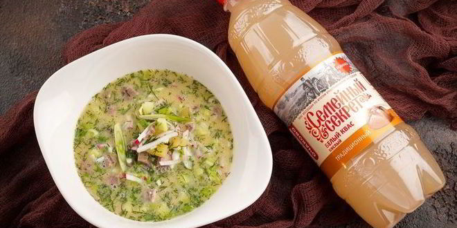 Рецепт окрошки с языком