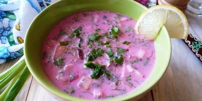 Рецепт окрошки со свеклой и мацони