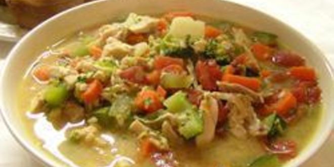 Рецепт куриного-овощного суп с арахисовой пастой