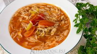Рецепт Овощного супа с фасолью и макаронами