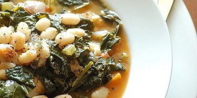 Рецепт овощного супа с листовой капустой и белой фасолью