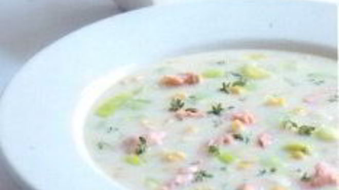 Рецепт Похлебки из лосося, порея и кукурузы