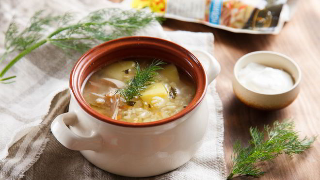 Рецепт Рассольника на курином бульоне с булгуром