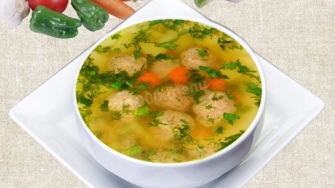 Рецепт Рассольника с фрикадельками из белуги